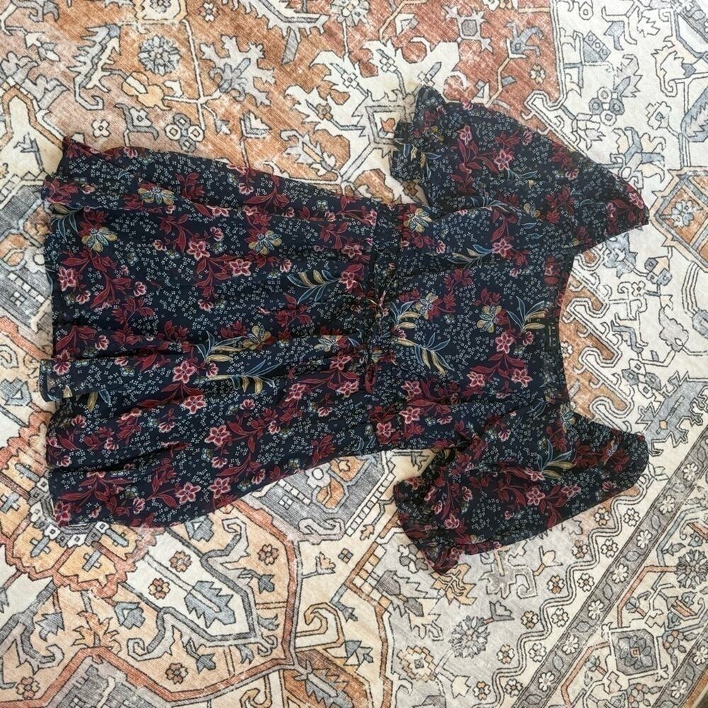 Navy TRIXXI Francesca’s Beck Mixed Floral Godet Mini Dress - Picture 4 of 9